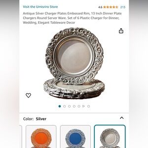 Pack of 6 decorative plate chargers